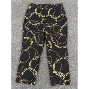 Chico's Black Gold Chain Print Pants Womens 3R US 16 Regular Stretch
